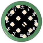 Polka Dots - Champagne Orange on Black Color Wall Clock
