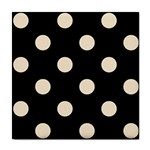 Polka Dots - Champagne Orange on Black Tile Coaster