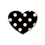 Polka Dots - Champagne Orange on Black Heart Coaster (4 pack)