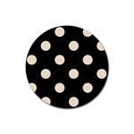 Polka Dots - Champagne Orange on Black Rubber Coaster (Round)