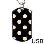 Polka Dots - Champagne Orange on Black Dog Tag USB Flash (Two Sides)