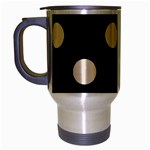 Polka Dots - Champagne Orange on Black Travel Mug (Silver Gray)