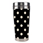 Polka Dots - Champagne Orange on Black Stainless Steel Travel Tumbler