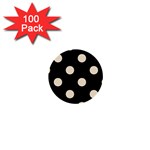 Polka Dots - Champagne Orange on Black 1  Mini Button (100 pack)