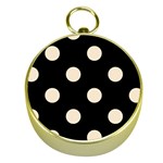 Polka Dots - Champagne Orange on Black Gold Compass