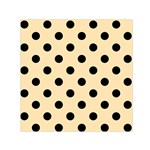 Polka Dots - Black on Peach Orange Small Satin Scarf  (Square)