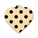 Polka Dots - Black on Peach Orange Dog Tag Heart (Two Sides)