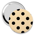 Polka Dots - Black on Peach Orange 3  Handbag Mirror
