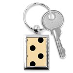 Polka Dots - Black on Peach Orange Key Chain (Rectangle)