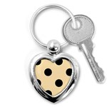 Polka Dots - Black on Peach Orange Key Chain (Heart)