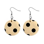 Polka Dots - Black on Peach Orange 1  Button Earrings