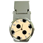 Polka Dots - Black on Peach Orange Money Clip Watch