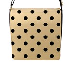 Polka Dots - Black on Peach Orange Flap Closure Messenger Bag (L)