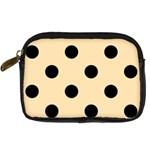 Polka Dots - Black on Peach Orange Digital Camera Leather Case