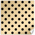 Polka Dots - Black on Peach Orange Canvas 12  x 12 