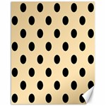 Polka Dots - Black on Peach Orange Canvas 16  x 20 
