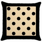 Polka Dots - Black on Peach Orange Throw Pillow Case (Black)