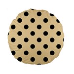 Polka Dots - Black on Peach Orange Standard 15  Premium Round Cushion