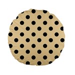Polka Dots - Black on Peach Orange Standard 15  Premium Flano Round Cushion