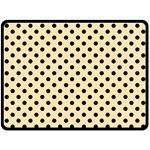 Polka Dots - Black on Peach Orange Fleece Blanket (Large) (One Side)