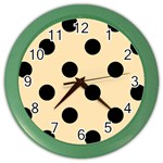 Polka Dots - Black on Peach Orange Color Wall Clock