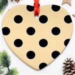 Polka Dots - Black on Peach Orange Heart Ornament (Two Sides)