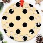 Polka Dots - Black on Peach Orange Round Filigree Ornament (Two Sides)