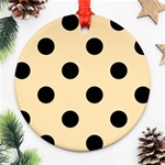 Polka Dots - Black on Peach Orange Round Ornament (Two Sides)