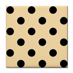 Polka Dots - Black on Peach Orange Tile Coaster