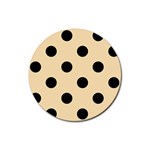 Polka Dots - Black on Peach Orange Rubber Coaster (Round)