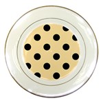 Polka Dots - Black on Peach Orange Porcelain Plate