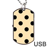 Polka Dots - Black on Peach Orange Dog Tag USB Flash (One Side)