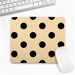 Polka Dots - Black on Peach Orange Large Mousepad