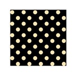 Polka Dots - Peach Orange on Black Small Satin Scarf  (Square)