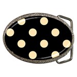 Polka Dots - Peach Orange on Black Belt Buckle
