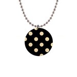 Polka Dots - Peach Orange on Black 1  Button Necklace