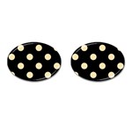 Polka Dots - Peach Orange on Black Cufflinks (Oval)