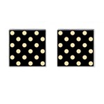 Polka Dots - Peach Orange on Black Cufflinks (Square)