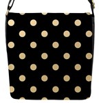 Polka Dots - Peach Orange on Black Flap Closure Messenger Bag (S)