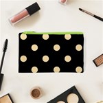 Polka Dots - Peach Orange on Black Canvas Cosmetic Bag (XS)