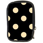 Polka Dots - Peach Orange on Black Compact Camera Leather Case