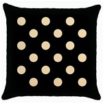 Polka Dots - Peach Orange on Black Throw Pillow Case (Black)