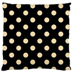 Polka Dots - Peach Orange on Black Large Flano Cushion Case (One Side)