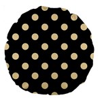 Polka Dots - Peach Orange on Black Large 18  Premium Round Cushion
