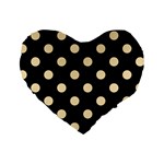 Polka Dots - Peach Orange on Black Standard 16  Premium Heart Shape Cushion