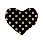Polka Dots - Peach Orange on Black Standard 16  Premium Flano Heart Shape Cushion