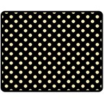 Polka Dots - Peach Orange on Black Double Sided Fleece Blanket (Medium) (Two Sides)