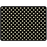 Polka Dots - Peach Orange on Black Double Sided Fleece Blanket (Large) (Two Sides)