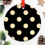 Polka Dots - Peach Orange on Black Round Ornament (Two Sides)