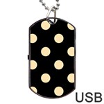 Polka Dots - Peach Orange on Black Dog Tag USB Flash (One Side)